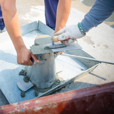 Concrete slump test before pouring a foundation